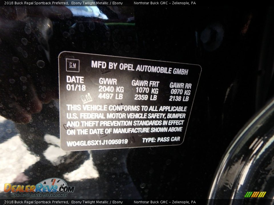 2018 Buick Regal Sportback Preferred Ebony Twilight Metallic / Ebony Photo #16