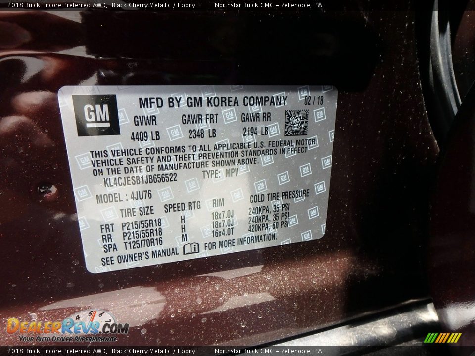 2018 Buick Encore Preferred AWD Black Cherry Metallic / Ebony Photo #15