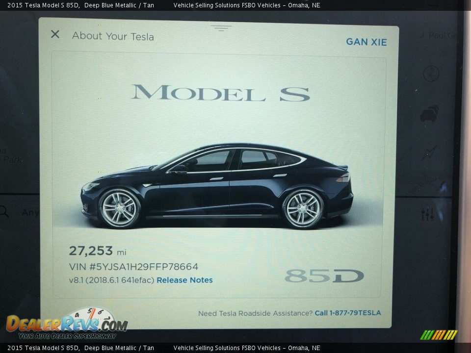 2015 Tesla Model S 85D Deep Blue Metallic / Tan Photo #18