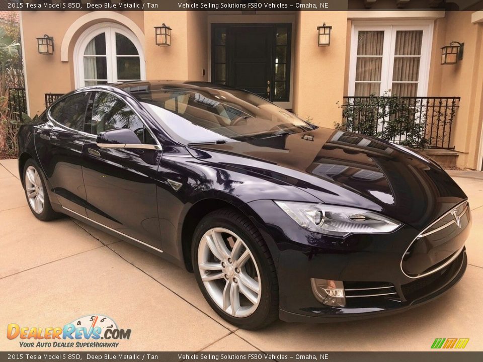 2015 Tesla Model S 85D Deep Blue Metallic / Tan Photo #25