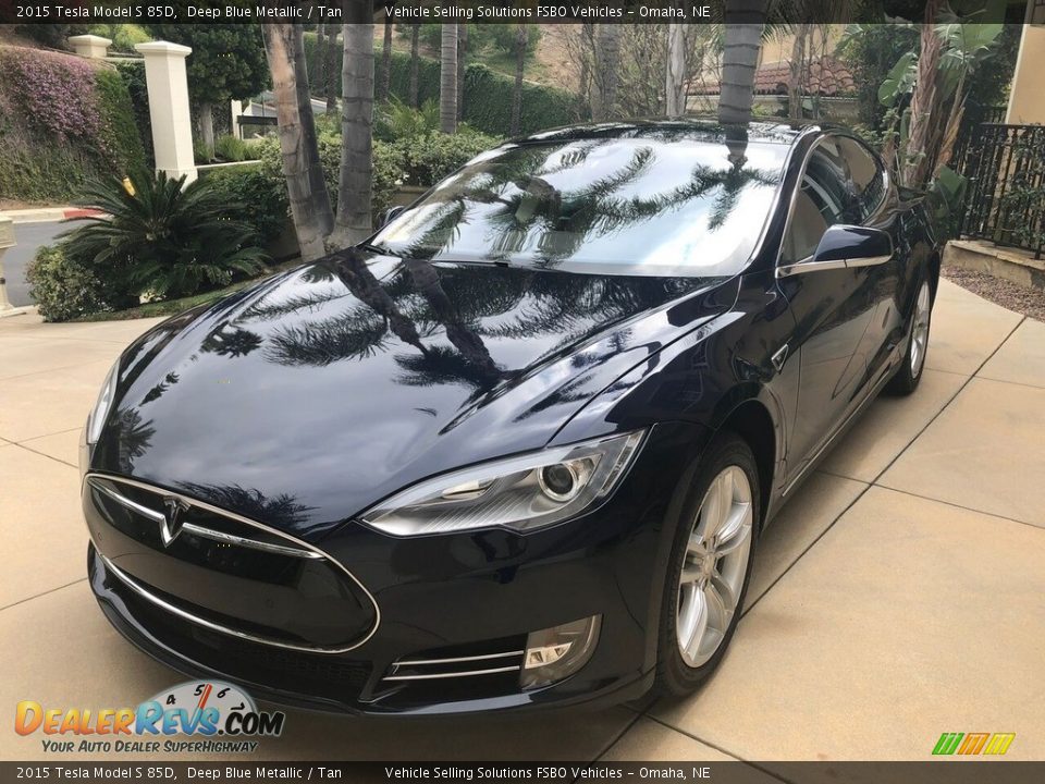 2015 Tesla Model S 85D Deep Blue Metallic / Tan Photo #28