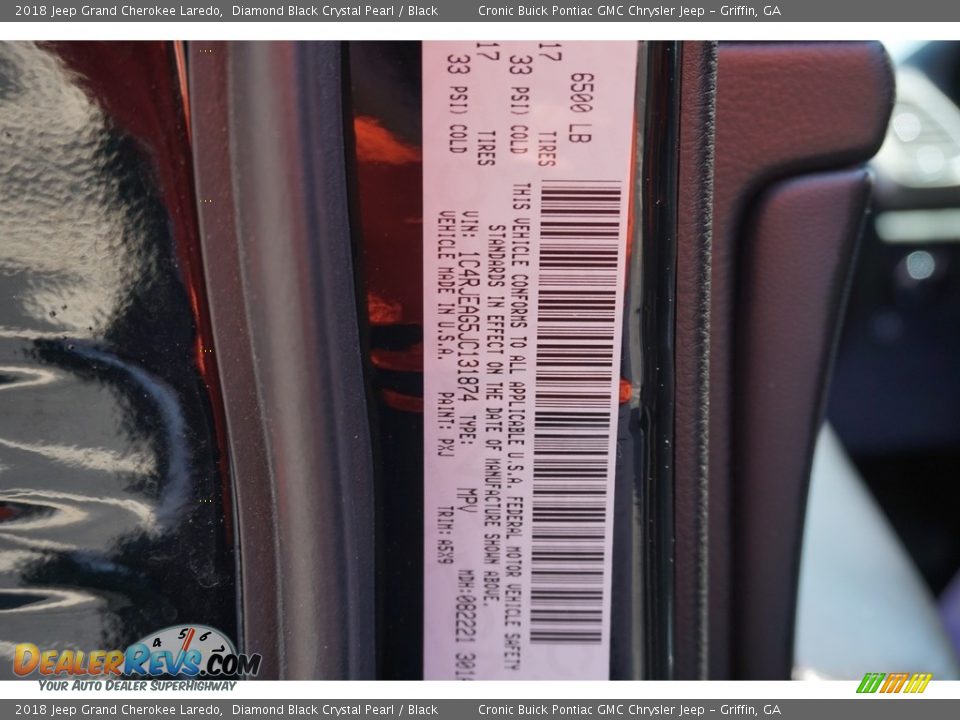 2018 Jeep Grand Cherokee Laredo Diamond Black Crystal Pearl / Black Photo #22