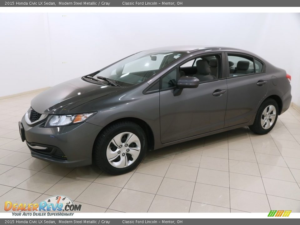 2015 Honda Civic LX Sedan Modern Steel Metallic / Gray Photo #3