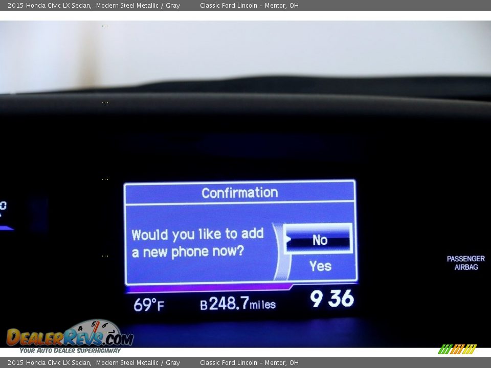 2015 Honda Civic LX Sedan Modern Steel Metallic / Gray Photo #10