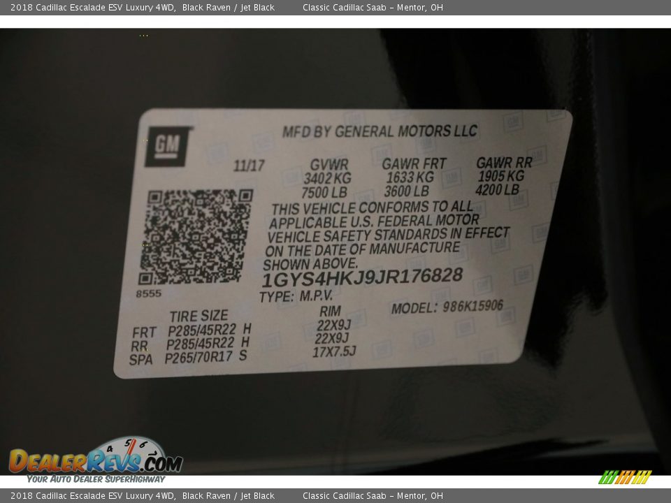 2018 Cadillac Escalade ESV Luxury 4WD Black Raven / Jet Black Photo #27