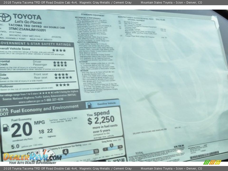 2018 Toyota Tacoma TRD Off Road Double Cab 4x4 Magnetic Gray Metallic / Cement Gray Photo #36