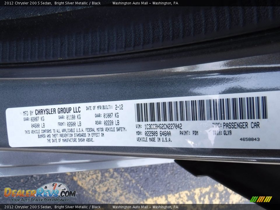 2012 Chrysler 200 S Sedan Bright Silver Metallic / Black Photo #23