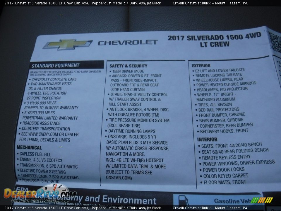 2017 Chevrolet Silverado 1500 LT Crew Cab 4x4 Pepperdust Metallic / Dark Ash/Jet Black Photo #32