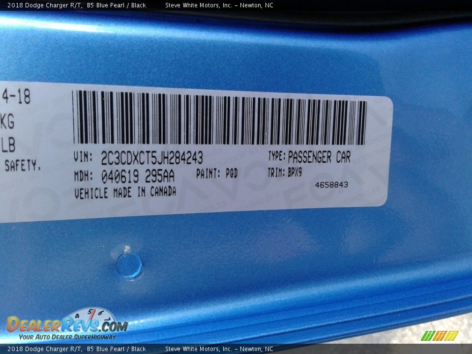 2018 Dodge Charger R/T B5 Blue Pearl / Black Photo #33