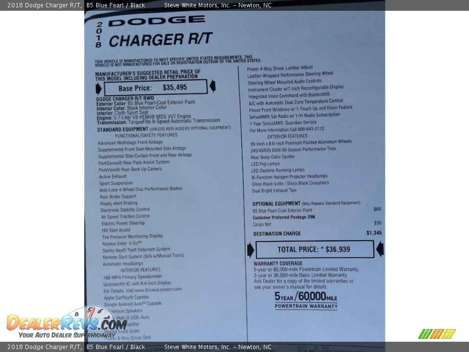 2018 Dodge Charger R/T Window Sticker Photo #34