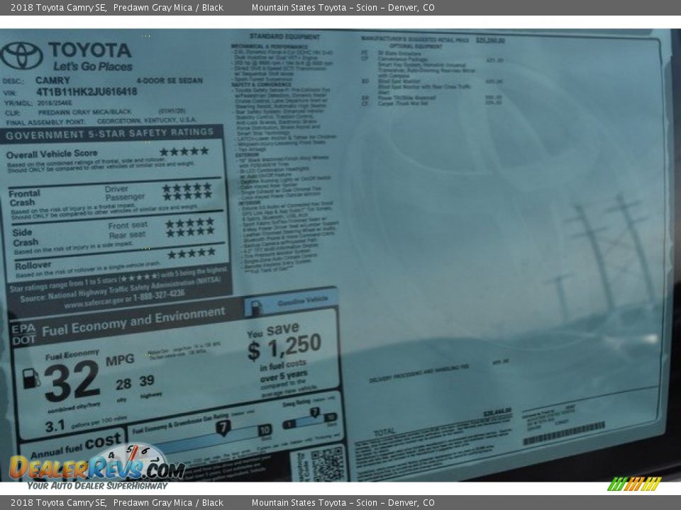 2018 Toyota Camry SE Predawn Gray Mica / Black Photo #36