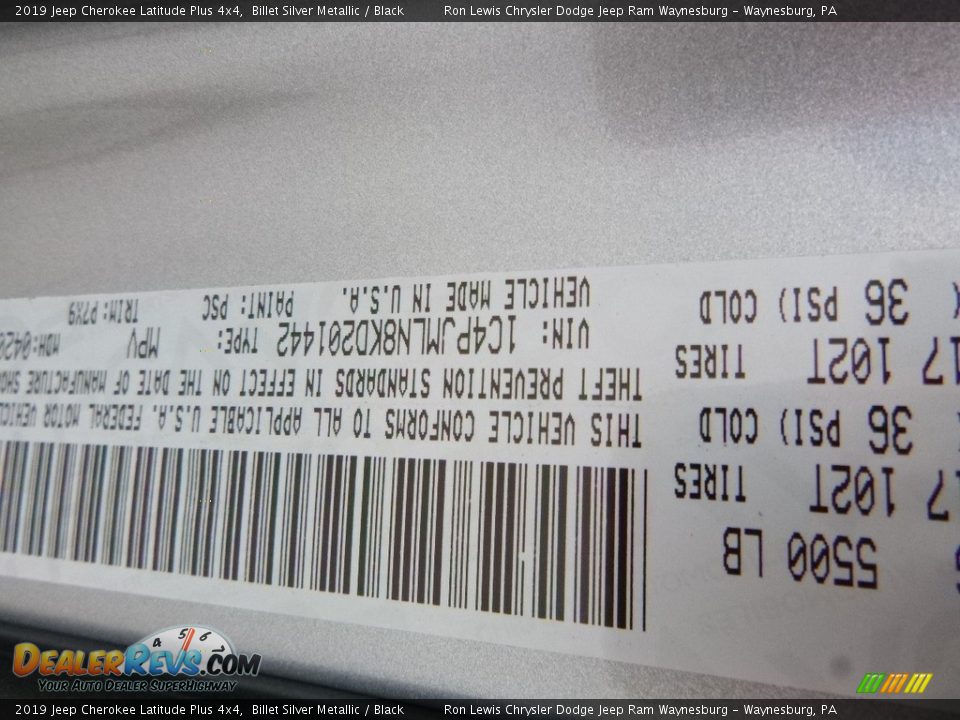 2019 Jeep Cherokee Latitude Plus 4x4 Billet Silver Metallic / Black Photo #15