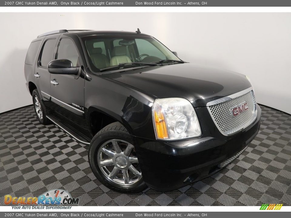 2007 GMC Yukon Denali AWD Onyx Black / Cocoa/Light Cashmere Photo #7