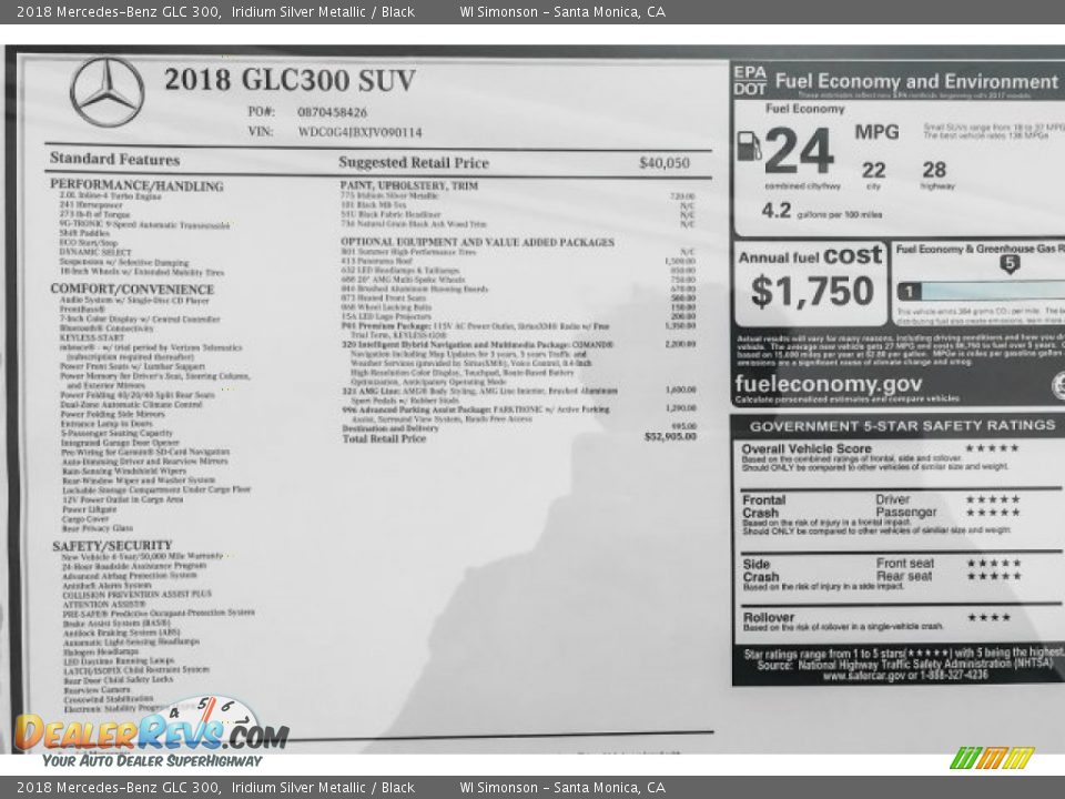 2018 Mercedes-Benz GLC 300 Iridium Silver Metallic / Black Photo #11