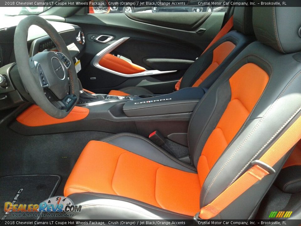 Jet Black/Orange Accents Interior - 2018 Chevrolet Camaro LT Coupe Hot Wheels Package Photo #9