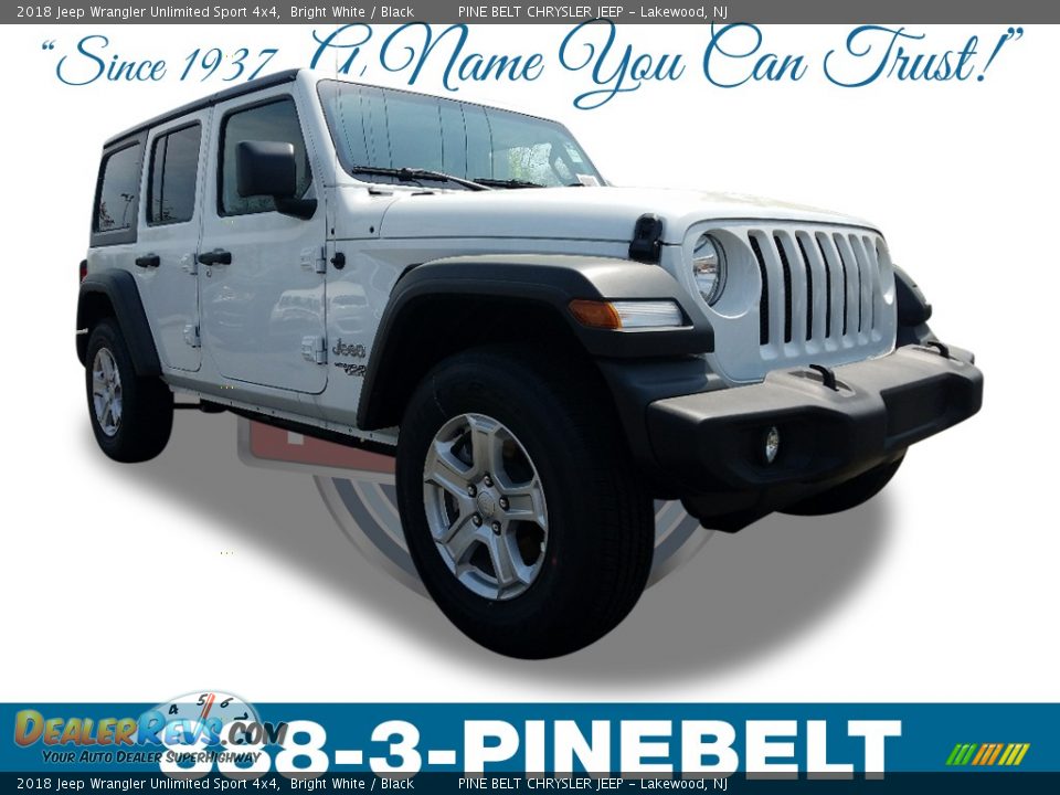 2018 Jeep Wrangler Unlimited Sport 4x4 Bright White / Black Photo #1