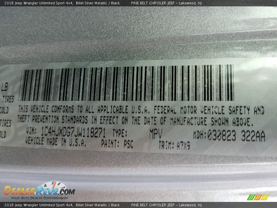 2018 Jeep Wrangler Unlimited Sport 4x4 Billet Silver Metallic / Black Photo #9