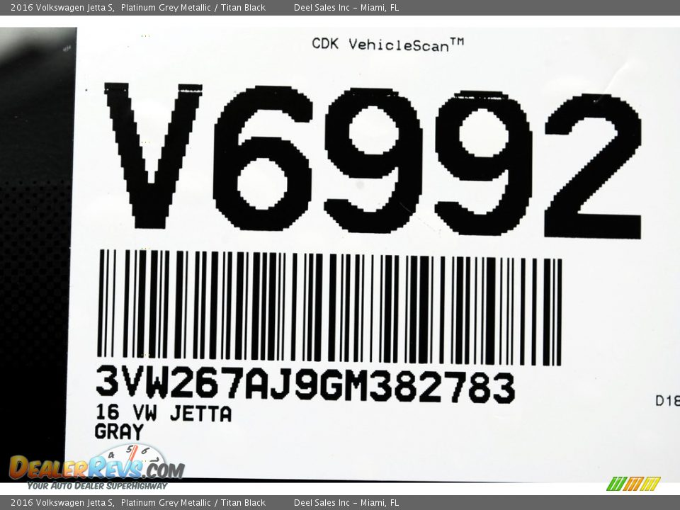 2016 Volkswagen Jetta S Platinum Grey Metallic / Titan Black Photo #20