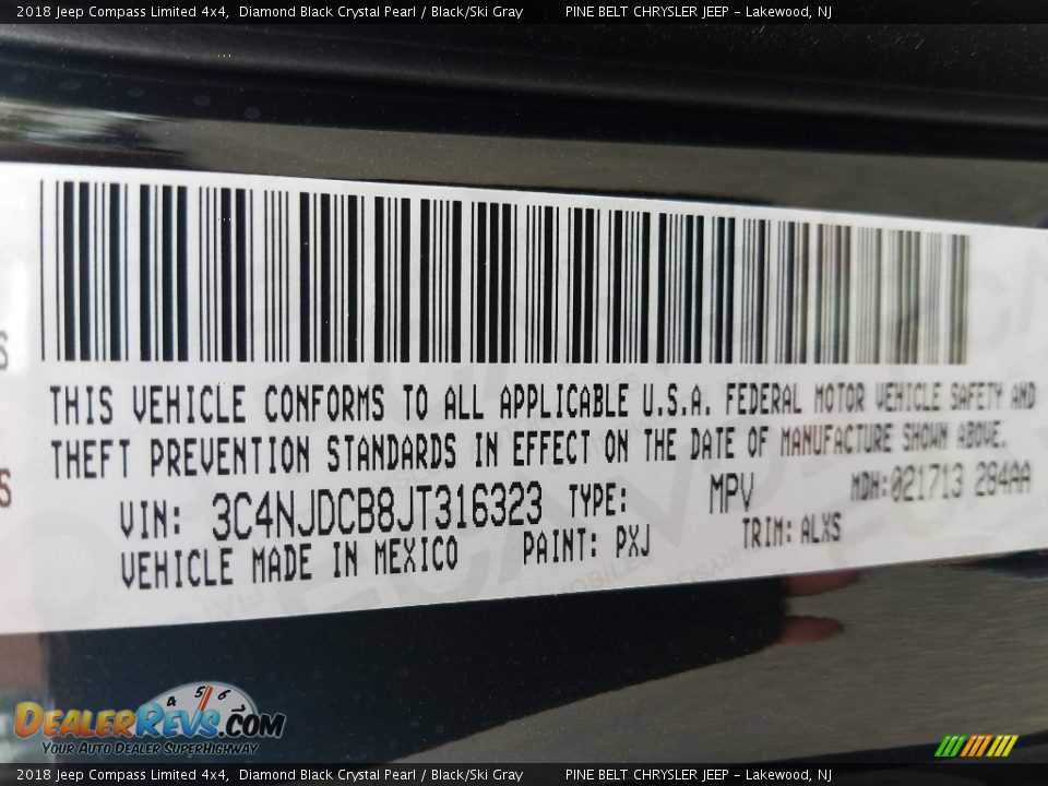 2018 Jeep Compass Limited 4x4 Diamond Black Crystal Pearl / Black/Ski Gray Photo #9