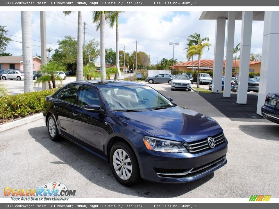 2014 Volkswagen Passat 1.8T Wolfsburg Edition Night Blue Metallic / Titan Black Photo #1