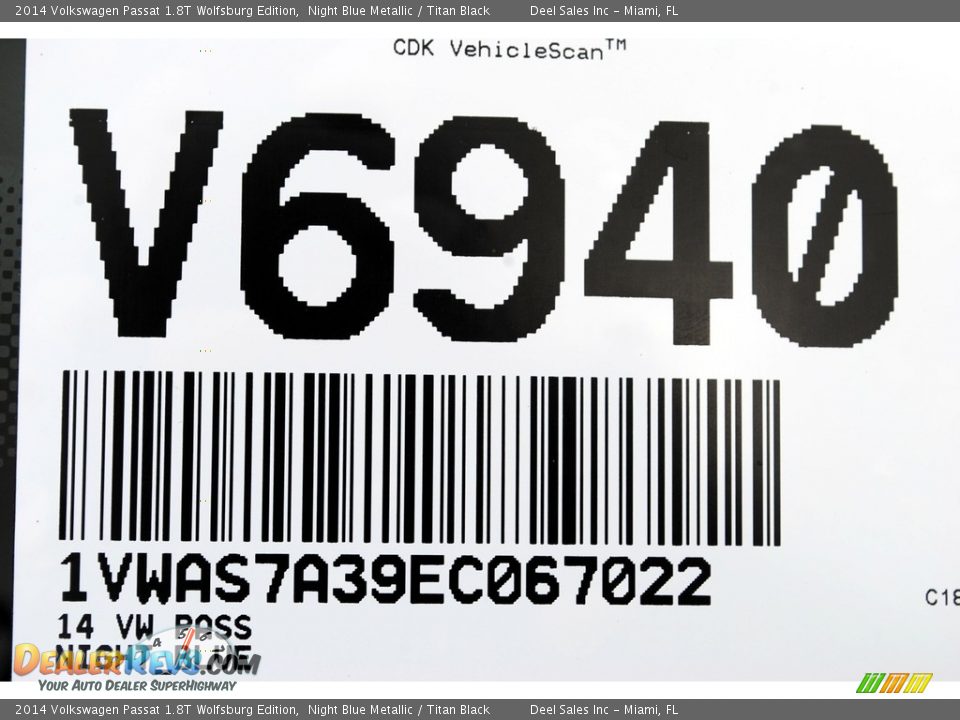 2014 Volkswagen Passat 1.8T Wolfsburg Edition Night Blue Metallic / Titan Black Photo #20