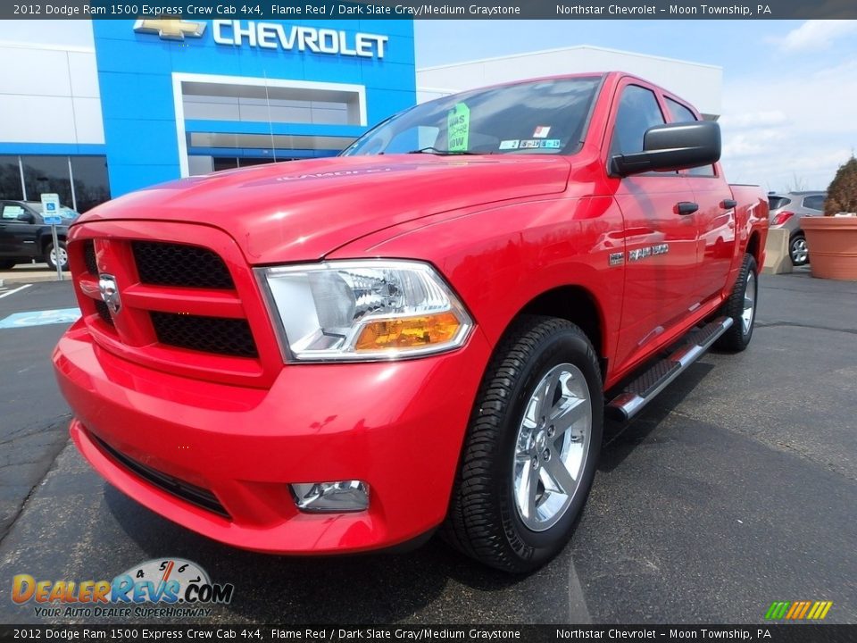 2012 Dodge Ram 1500 Express Crew Cab 4x4 Flame Red / Dark Slate Gray/Medium Graystone Photo #2