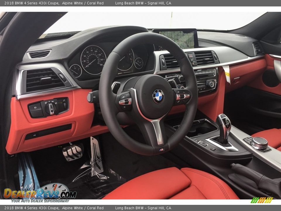 2018 BMW 4 Series 430i Coupe Alpine White / Coral Red Photo #6