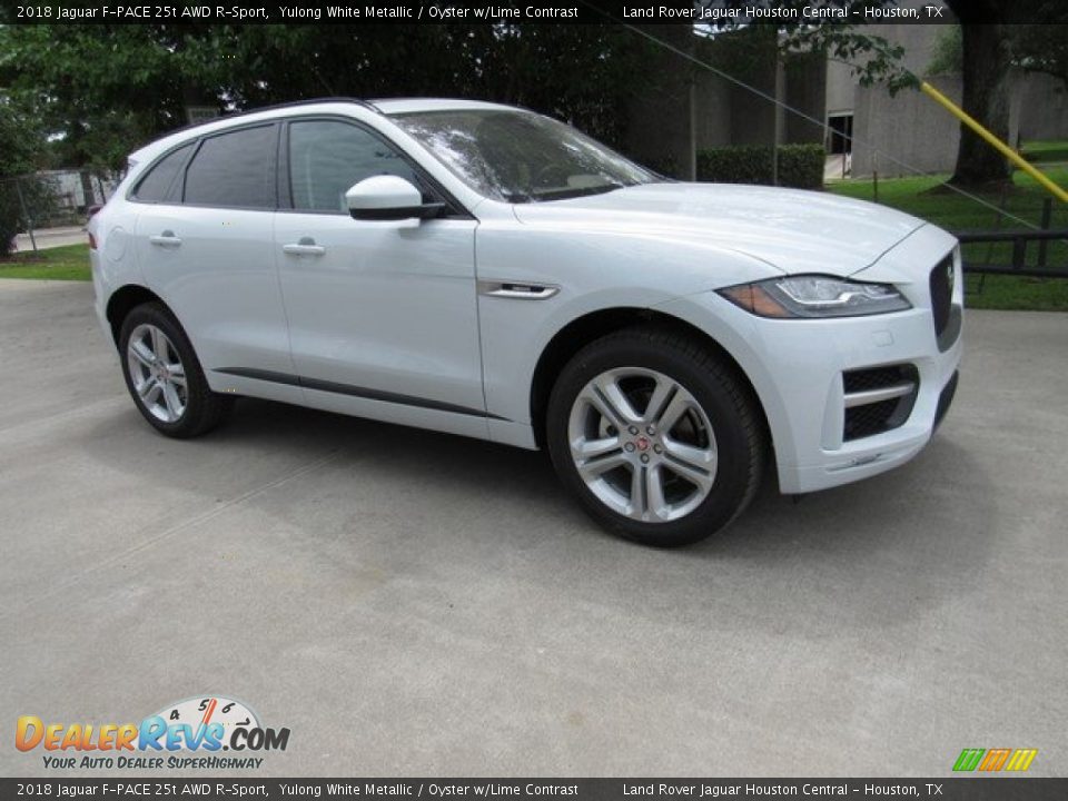 2018 Jaguar F-PACE 25t AWD R-Sport Yulong White Metallic / Oyster w/Lime Contrast Photo #1
