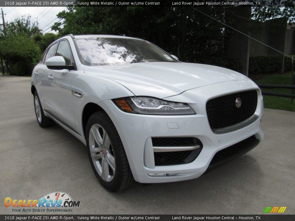 2018 Jaguar F-PACE 25t AWD R-Sport Yulong White Metallic / Oyster w/Lime Contrast Photo #2
