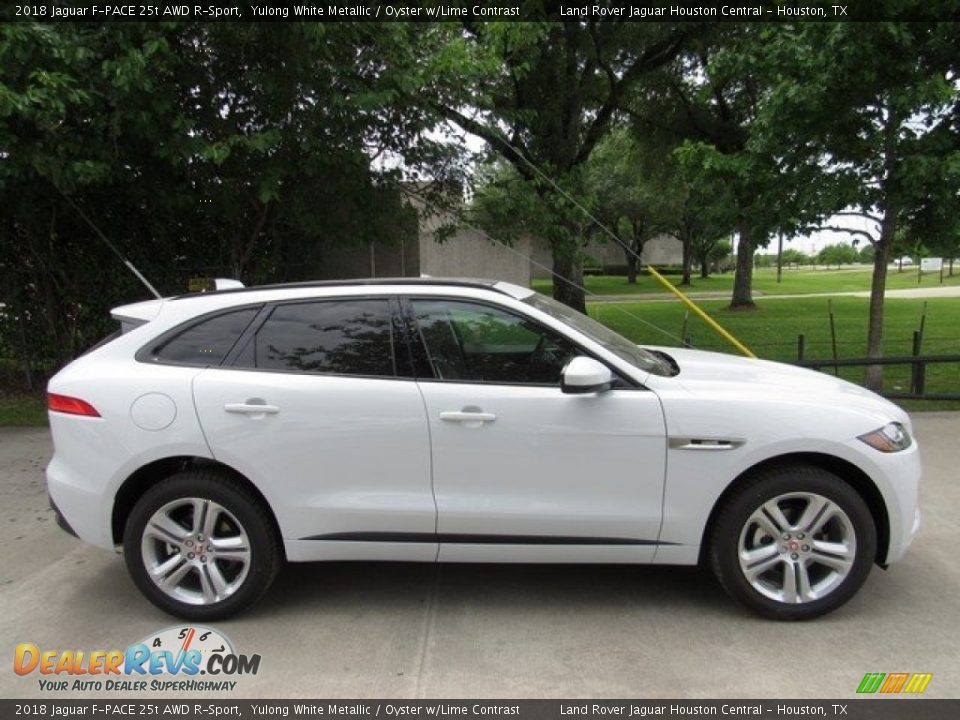 2018 Jaguar F-PACE 25t AWD R-Sport Yulong White Metallic / Oyster w/Lime Contrast Photo #6