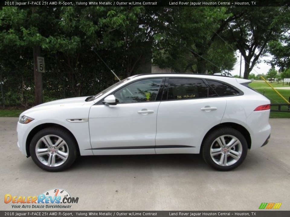 2018 Jaguar F-PACE 25t AWD R-Sport Yulong White Metallic / Oyster w/Lime Contrast Photo #11