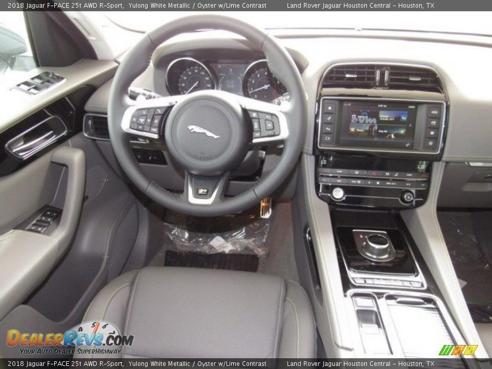 2018 Jaguar F-PACE 25t AWD R-Sport Yulong White Metallic / Oyster w/Lime Contrast Photo #13