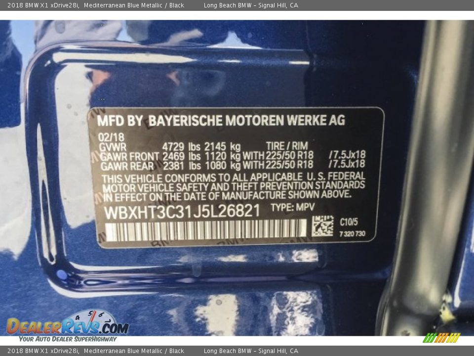 2018 BMW X1 xDrive28i Mediterranean Blue Metallic / Black Photo #11