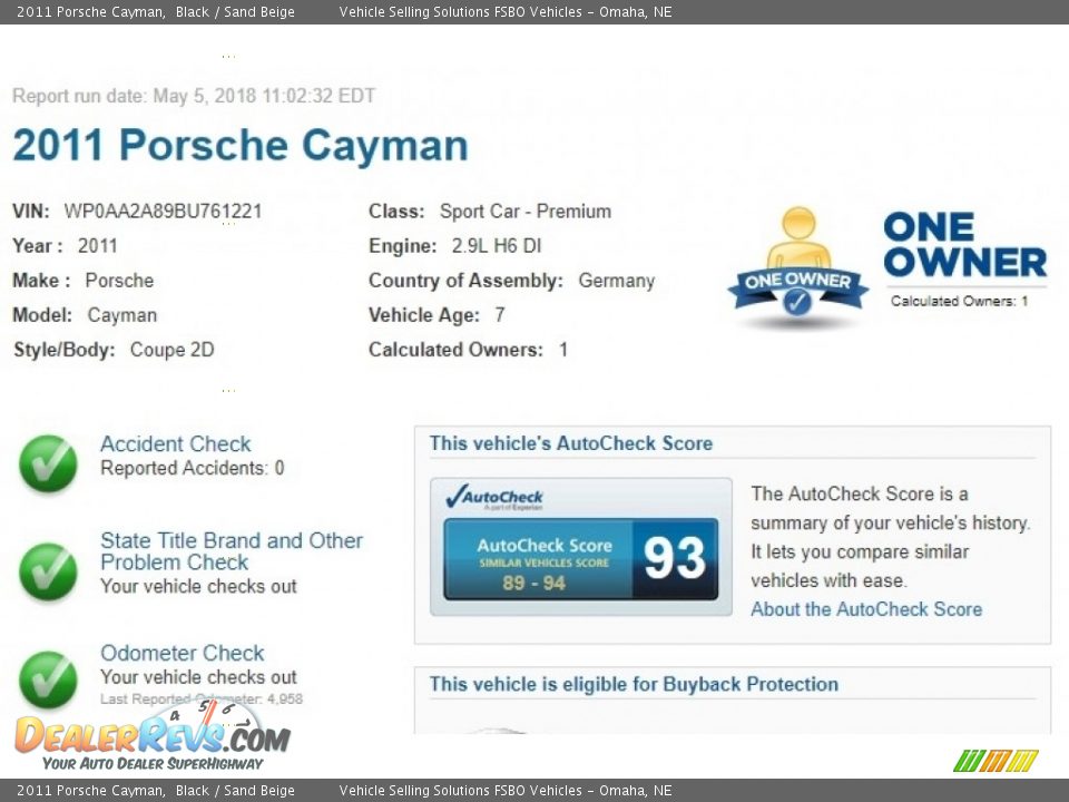 Dealer Info of 2011 Porsche Cayman  Photo #2