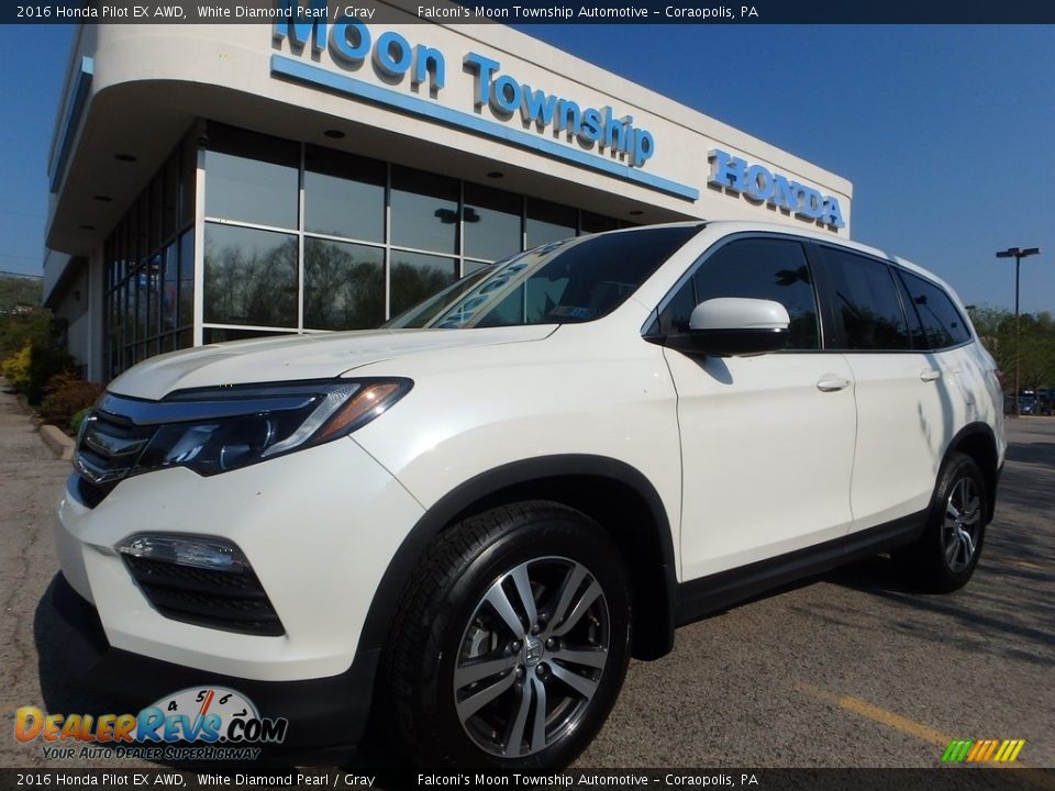 2016 Honda Pilot EX AWD White Diamond Pearl / Gray Photo #1