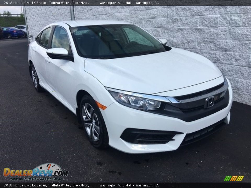 2018 Honda Civic LX Sedan Taffeta White / Black/Ivory Photo #1