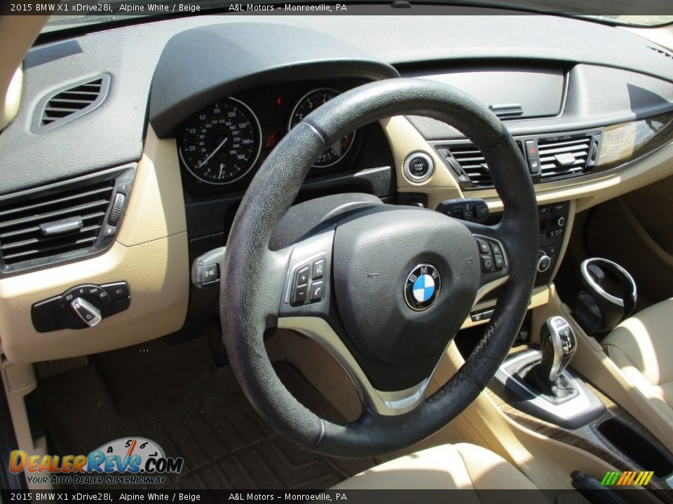 2015 BMW X1 xDrive28i Alpine White / Beige Photo #15