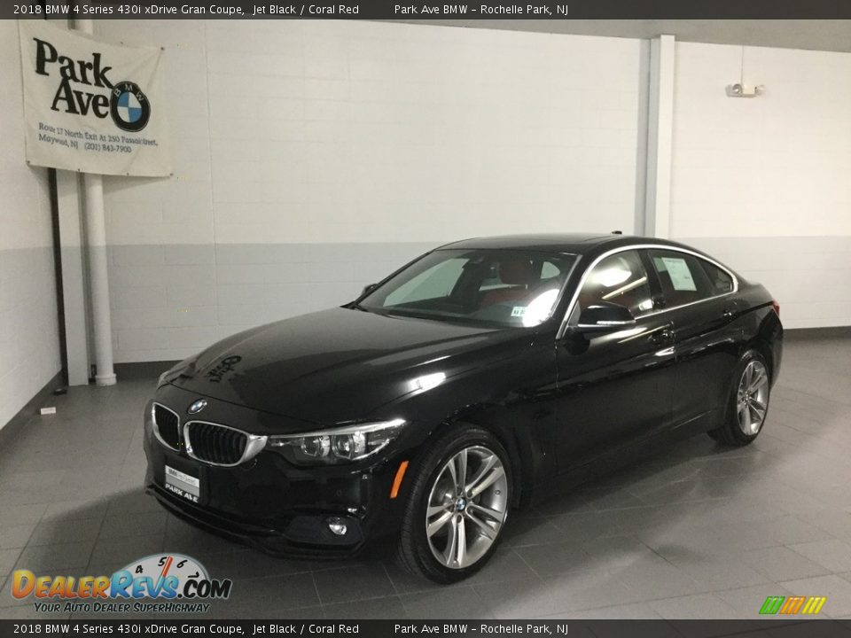 2018 BMW 4 Series 430i xDrive Gran Coupe Jet Black / Coral Red Photo #1