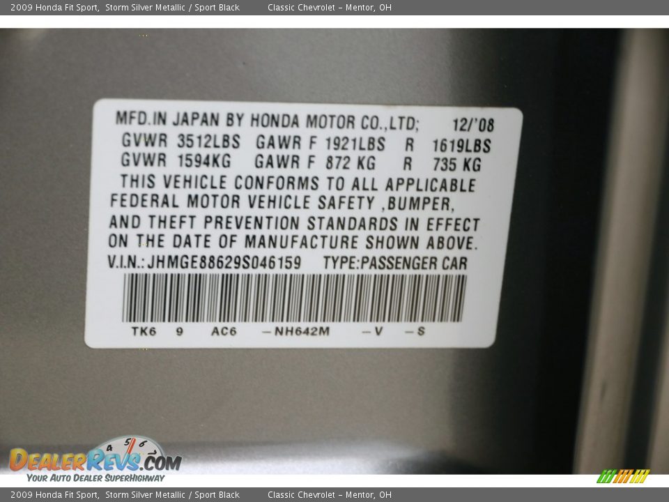 2009 Honda Fit Sport Storm Silver Metallic / Sport Black Photo #22