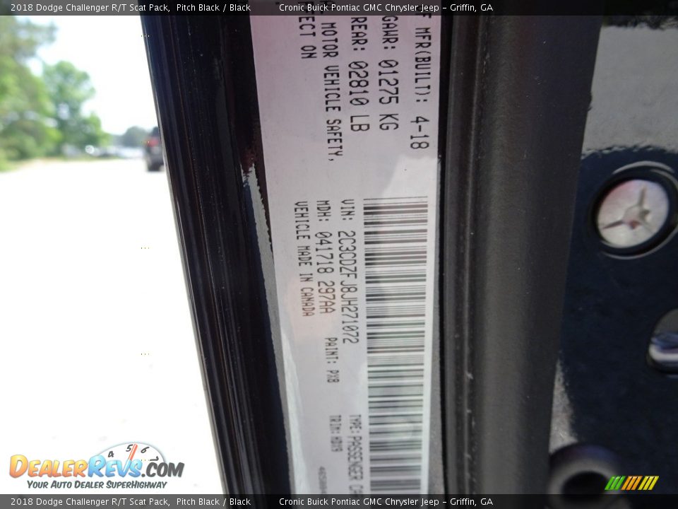 2018 Dodge Challenger R/T Scat Pack Pitch Black / Black Photo #15