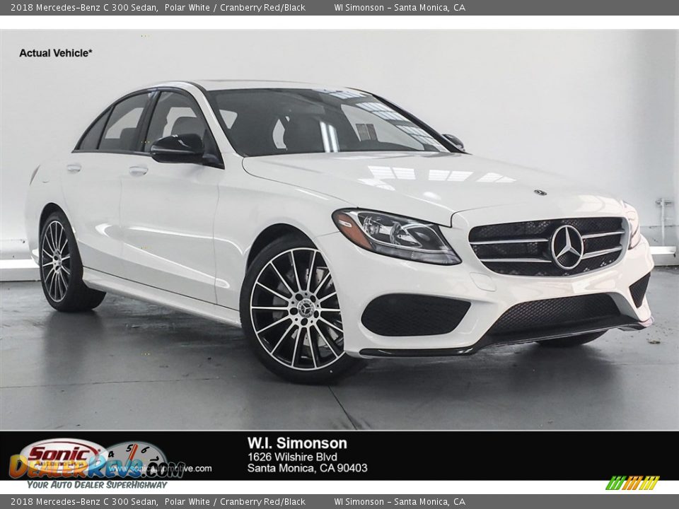 2018 Mercedes-Benz C 300 Sedan Polar White / Cranberry Red/Black Photo #1