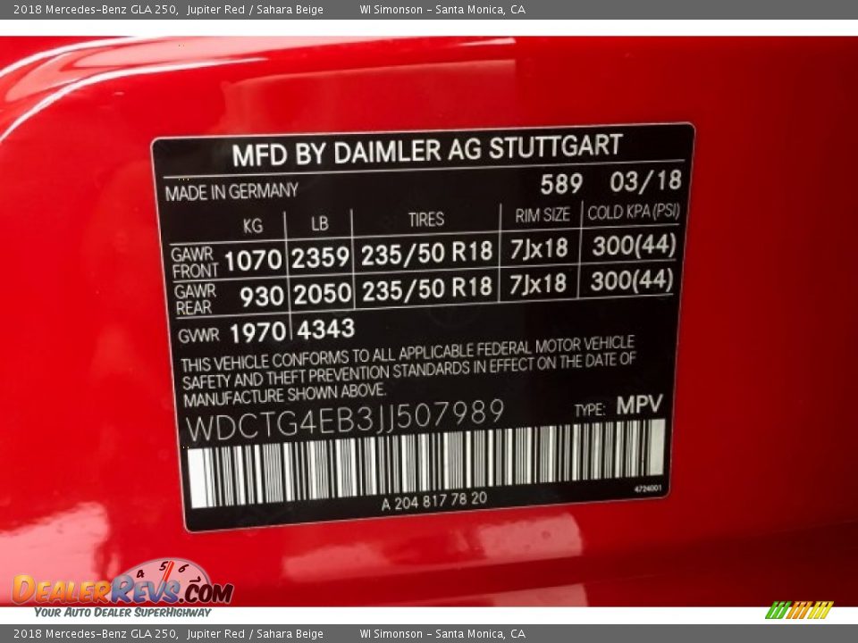 2018 Mercedes-Benz GLA 250 Jupiter Red / Sahara Beige Photo #11