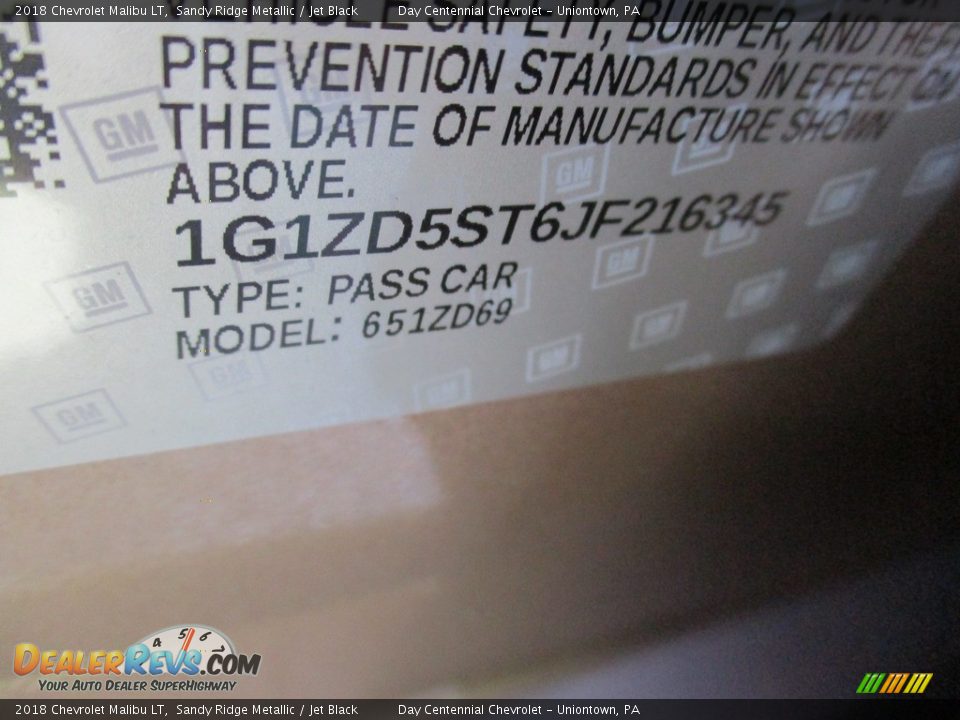 2018 Chevrolet Malibu LT Sandy Ridge Metallic / Jet Black Photo #15