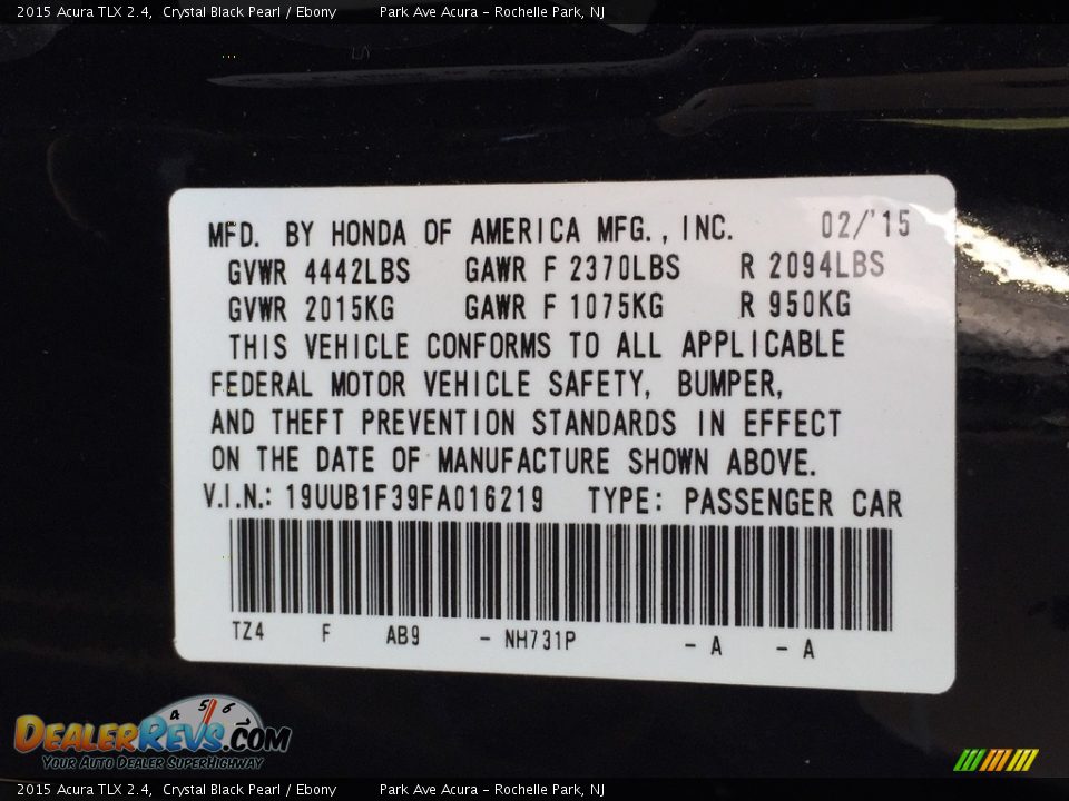 2015 Acura TLX 2.4 Crystal Black Pearl / Ebony Photo #32