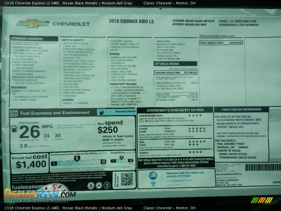 2018 Chevrolet Equinox LS AWD Mosaic Black Metallic / Medium Ash Gray Photo #6