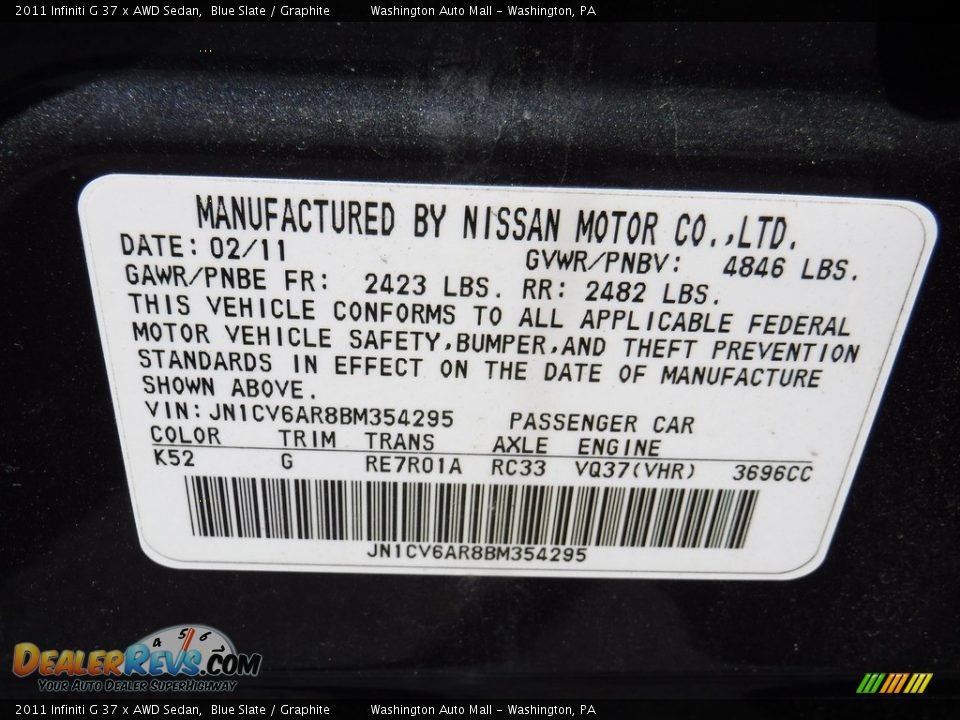 2011 Infiniti G 37 x AWD Sedan Blue Slate / Graphite Photo #27