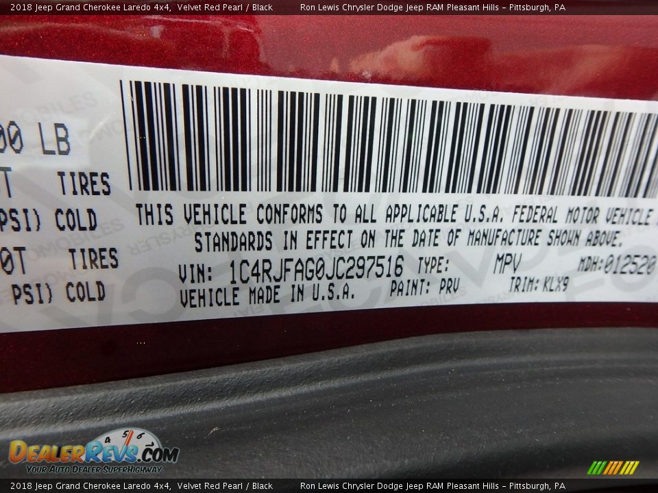 2018 Jeep Grand Cherokee Laredo 4x4 Velvet Red Pearl / Black Photo #14