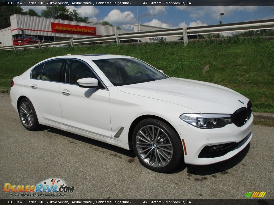 2018 BMW 5 Series 540i xDrive Sedan Alpine White / Canberra Beige/Black Photo #1