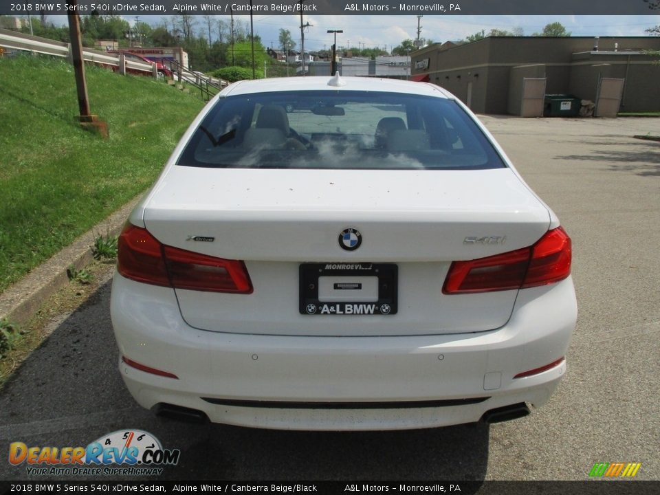 2018 BMW 5 Series 540i xDrive Sedan Alpine White / Canberra Beige/Black Photo #4