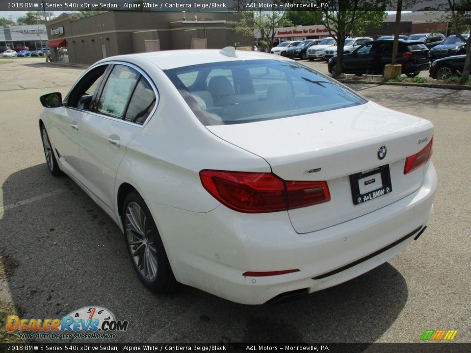 2018 BMW 5 Series 540i xDrive Sedan Alpine White / Canberra Beige/Black Photo #5